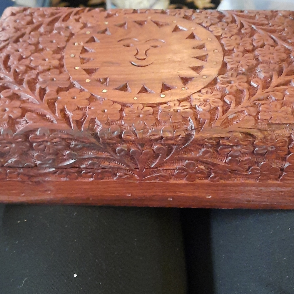 Teak wood Jewerly Box Hand Engraved